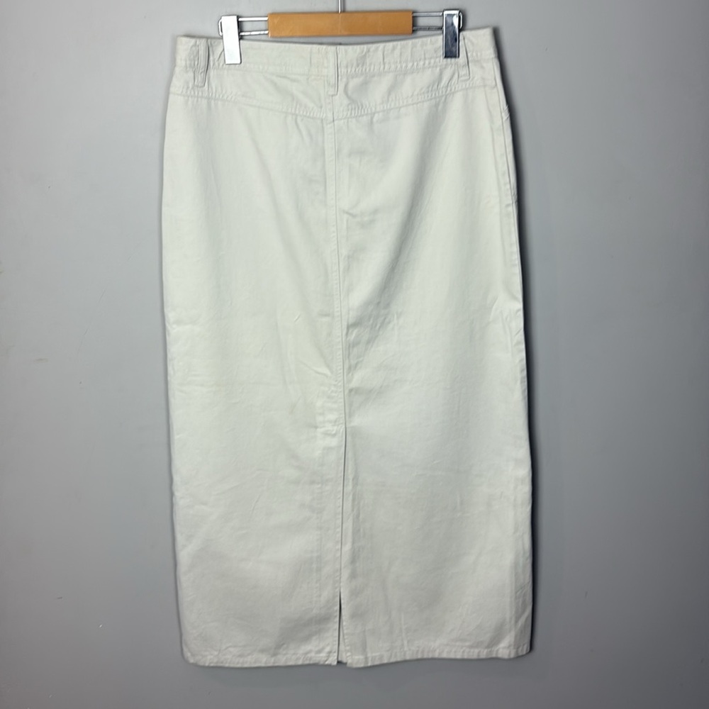 Old Navy Cream Minimalist Long Skirt Modest 100% Cotton Women's Size 8 - Picture 3 of 7
